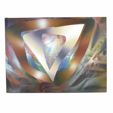 Peter Mackie “Jewel Form III” Abstract Trompe l'oeil Painting Crinkled Paper 