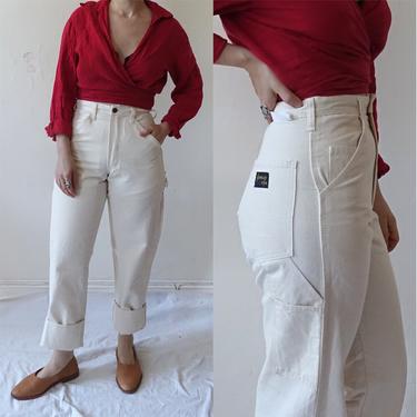 Vintage 80s Canvas Painter pants/ 1980s Ivory Stanley