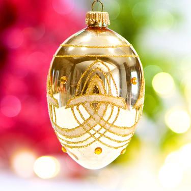 VINTAGE: Hand Crafted Glass Egg Ornament in Package - Holiday Christmas Ornaments - SKU 29-B-00017115 