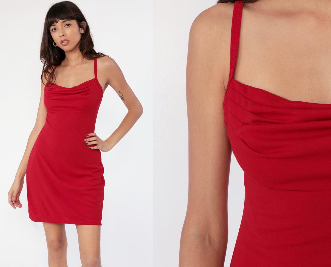 90s Bodycon Dress Red Party Dress Stretchy Body Con Vintage | Shop ...