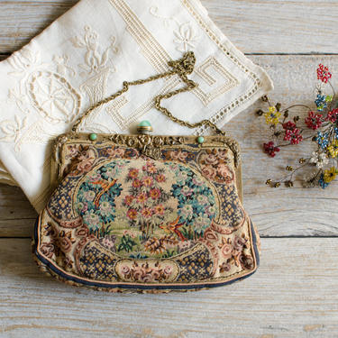 Antique Needlepoint Purse (Petit Point) Hand Embroidered