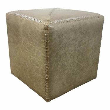 Jamie Young Modern Small Taupe Leather Ottoman