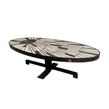 Oval Tile Cocktail Table, France, 1950&#8217;s