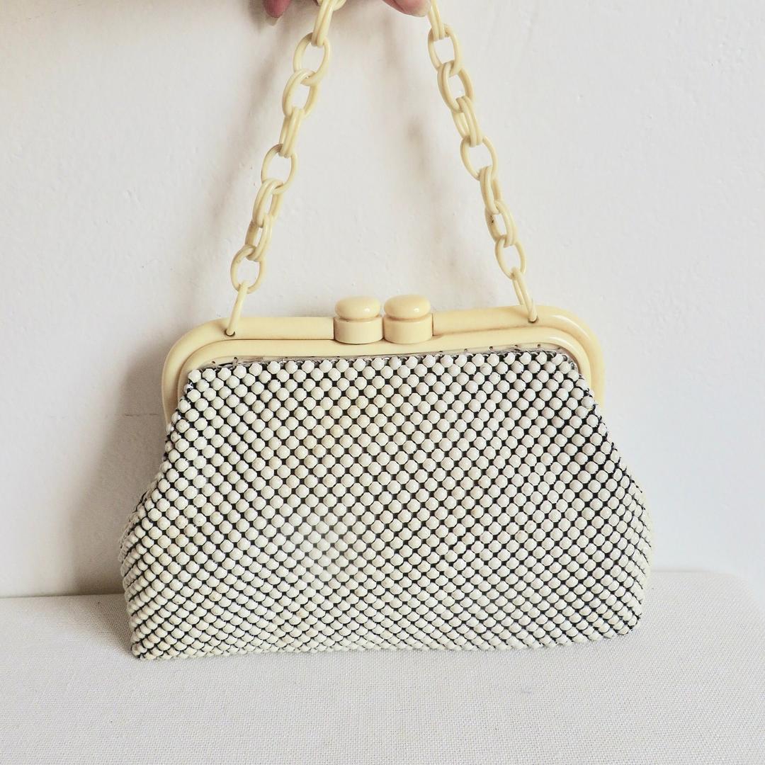 RARE Find! Ivory metal high quality mesh evening purse, Whiting & Davis