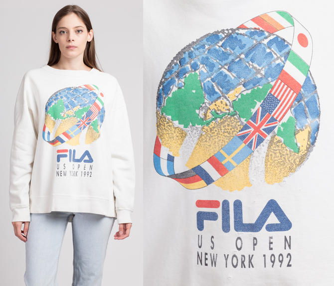 Fila 1992 US New York Sweatshirt - Extra Large | Vintage Unisex 90s Streetwear Brand Logo Shirt by FlyingAppleVintage from Flying Apple Vintage of Los Angeles, CA | ATTIC
