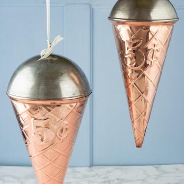 Vintage Copper Ice Cream Parlor Display Cones