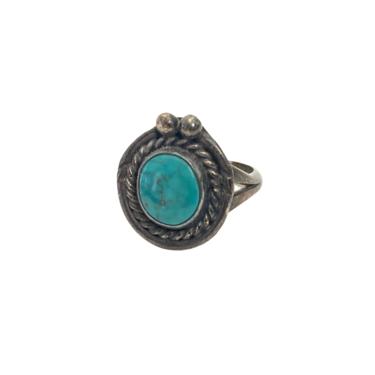 Vintage Sterling Silver &amp; Turquoise NAVAJO Ring ~ size 6 ~ Native American ~ Antique ~ Old Pawn ~ 