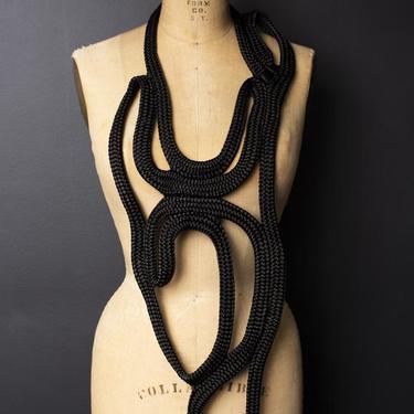 Black Poly Silk Rope Fubi Neckpiece