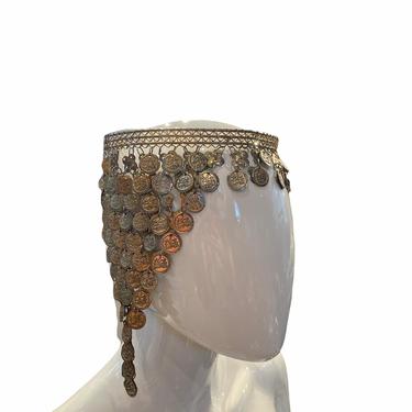 1970'S Chain Mail Coin  Arabian Headpiece Hat 