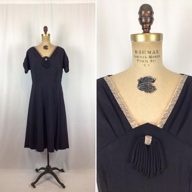 Vintage 50s dress | Vintage black crepe cocktail  dress | 1950s Original Blakely Fashion party dress 