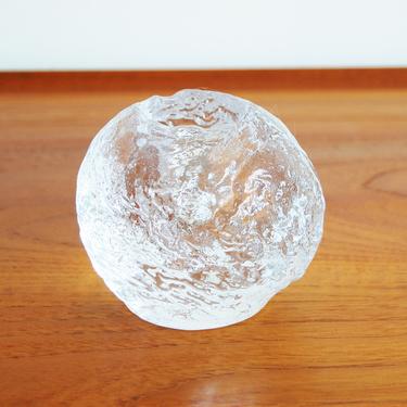 Scandinavian Modern Kosta Boda Snowball Crystal Candle Holder Large Made in Sweden 