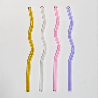 Wavy Glass Straws (Set of 4)