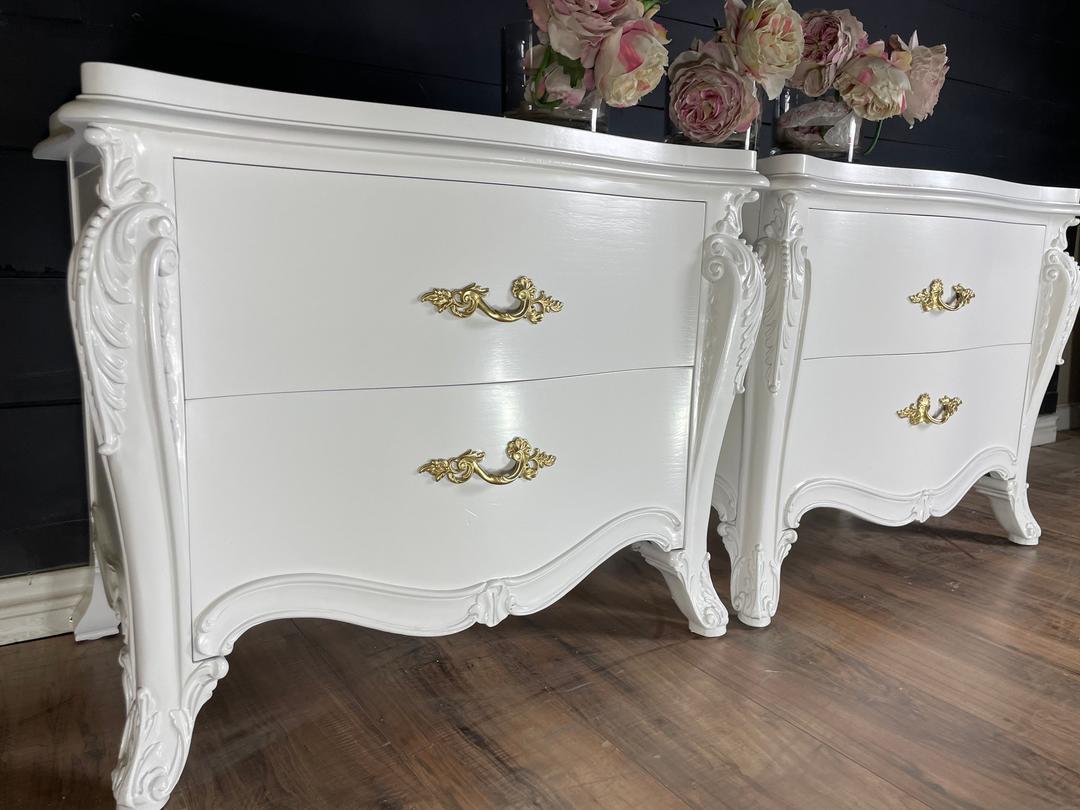 French Provincial Nightstand set solid wood (customizable color) The Dresser Shoppe