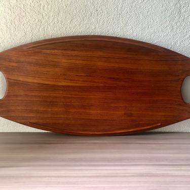 Vintage Jens Quistgaard Dansk Designs Fjord 803 Surfboard Staved Teak Wood Serving Tray Denmark Danish MCM 