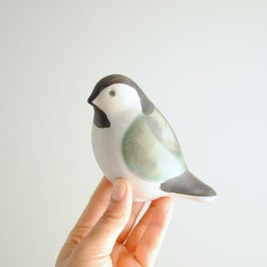 Vintage Ceramic Bird Figurine, Hand Painted Pottery Bird, Small Bird Figurine 