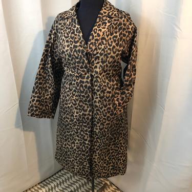 1970s vintage Italian Leopard Print rain trench coat L 