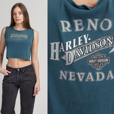 90s Harley Davidson Crop Top - Medium | Vintage Women's Reno Nevada Biker Chick Cropped Tank 