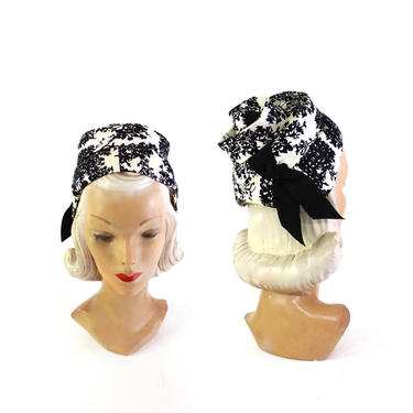 1950s Lily Dache Cocktail Hat - Vintage Lily Dache Hat - 1950s Black &amp; White Hat - Black and White Cocktail Hat - 1950s Figural Hat 