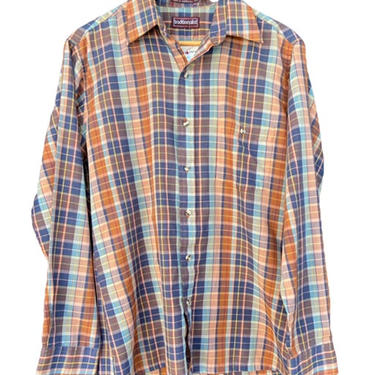 Rust with Pink Plaid Men's Button Down \/ Med
