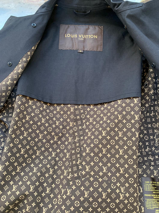 Louis Vuitton Monogram Denim Trench Coat, Grey, 38