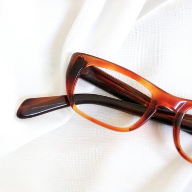 Vintage small size 60's Orange Tortoise Cat Eye Eyeglasses Sunglasses Frames 