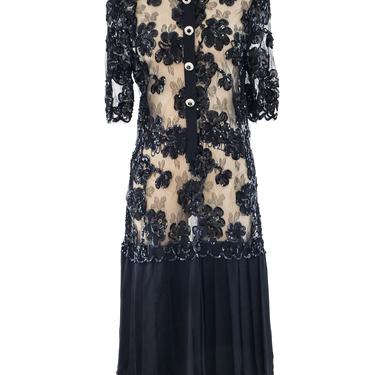 Adolfo Sequined Lace Dress