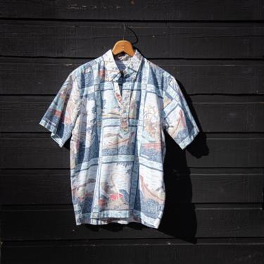 Vintage Reyn Spooner Hawaiian Shirt | Detrich Varez Collection Large Cotton Traditional Fishining Hawaii Shirt | 80's Aloha Shirt Surf Polo 