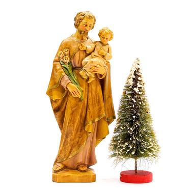 VINTAGE: 9.75" Italian Joseph Holding Baby Jesus - Religious Statue - Made in Italy - SKU 23-D-00030675 