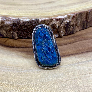 DEEP BLUE Silver &amp; Turquoise Ring | Chimney Butte Turquoise Stone Ring | Native American Navajo Southwestern, Boho | Size 8 1/4 