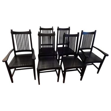 Six Hand Made Arts & Crafts Dinning Chairs by Studio Artist David Smith USA