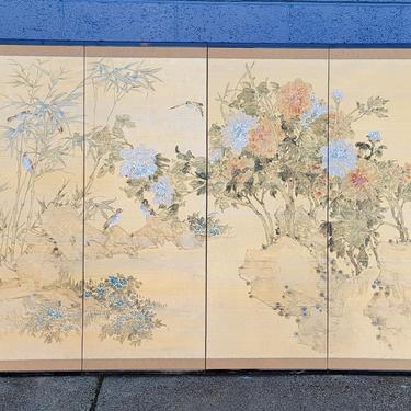 Hand Painted Chinese Folding Screen 