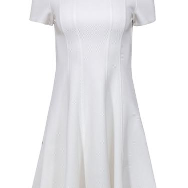 Rebecca Taylor - White Textured Short Sleeve Fit &amp; Flare Dress Sz 2