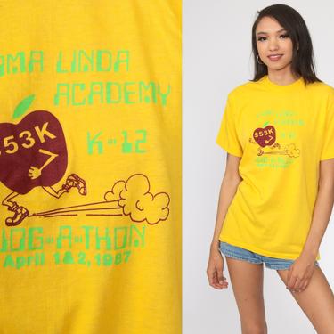 Loma Linda Shirt 80s Running T Shirt Jogging Shirt California Tshirt Running Tee Graphic Single Stitch Vintage Yellow 1980s Small Medium 