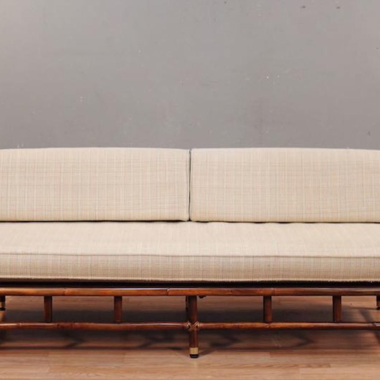 Ficks Reed Mid Century Rattan & Ecru Daybed Sofa | Furnish Green ...