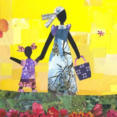 Yellow Sky and Balloons African American Art 10 x 8 Collage Print 
