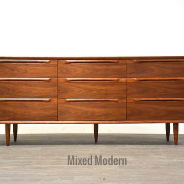 Walnut Nine Drawer Dresser 