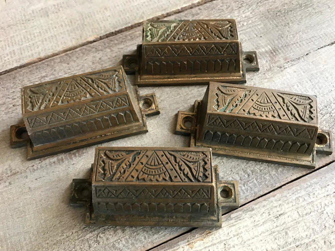 Antique Brass Drawer Pulls Chest Handles Art Nouveau Art Deco
