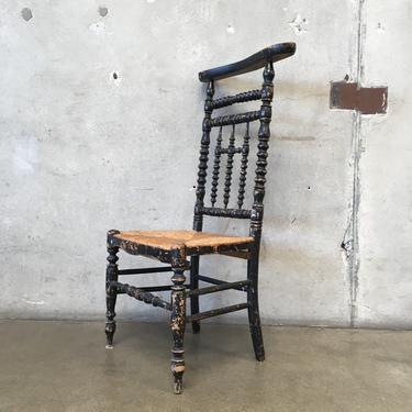 Antique French Wooden Prayer  Prie Dieu Chair