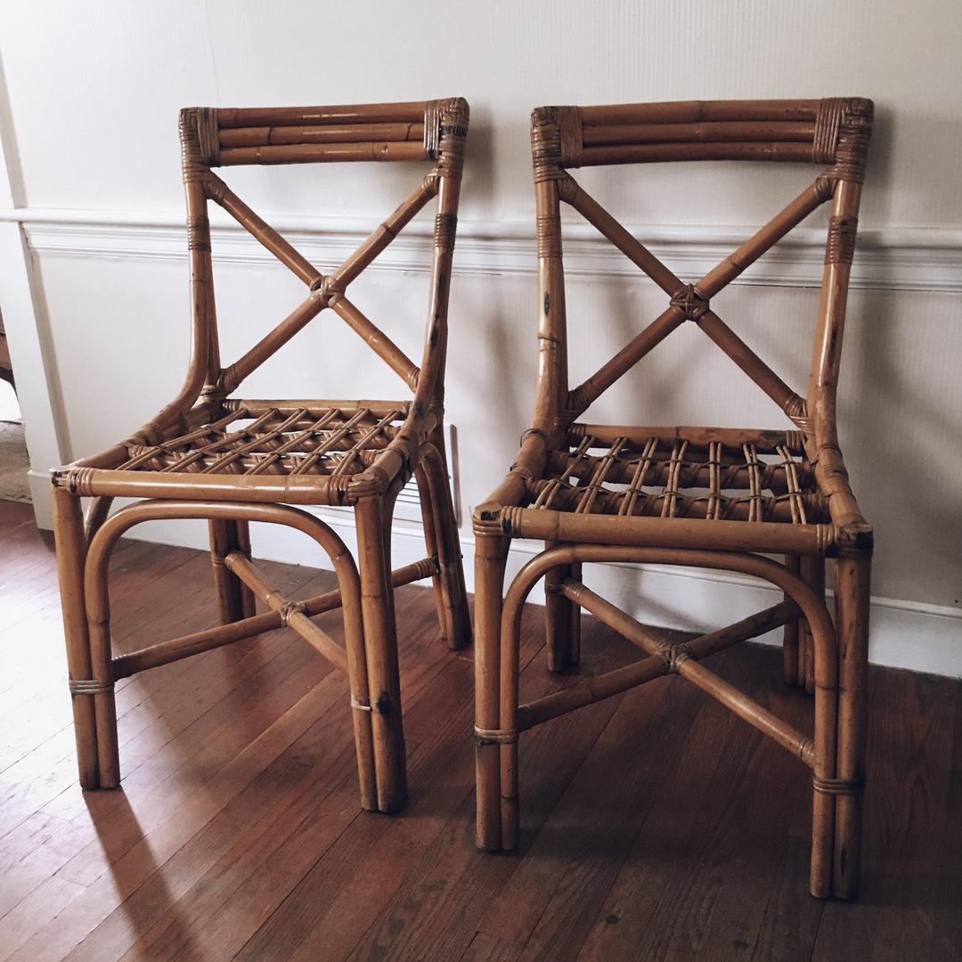 Bamboo Rattan Dining Chairs, set of 2 rattan chairs Vintage & Swoon