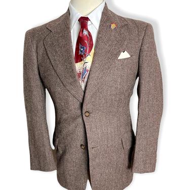 Vintage 1940s Wool HERRINGBONE TWEED Sport Coat ~ size 36 S ~ suit jacket / blazer ~ Dated 1948 ~ Bespoke 