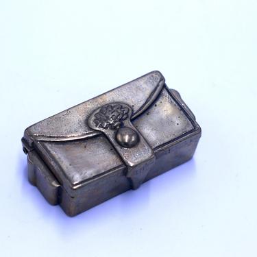 vintage brass trinket box with hinged lid 