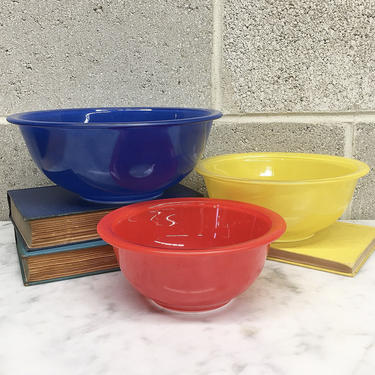 Vintage PYREX Primary Color Clear Bottom Nesting Mixing Bowl Set 322 323  325 326