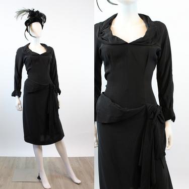 1950s  Ceil Chapman RAYON DRAPED dress medium | new spring 