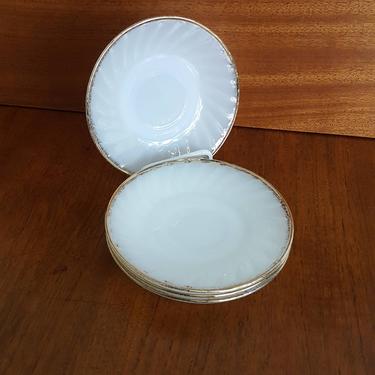 Set of 4 Anchor Hocking Fire King Milk Glass Saucer Plates 