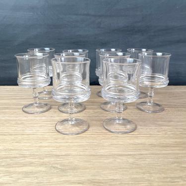 Antique cordial glasses - set of 10 clear stemware 