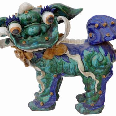 Chinese Shiwan Ceramic Green Glazed FengShui Foo Dog Figure cs2169E 