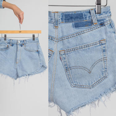Vintage Levi's High Waist Cut Off Jean Shorts - Extra Small, 26&amp;quot; | 80s 90s Denim Light Wash Cutoffs 