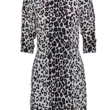 A.L.C. - Beige, Black &amp; Brown Leopard Print Silk Sheath Dress Sz 2