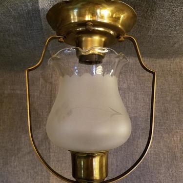 Vintage Brass Semi Flush Ceiling Light H8.75 x W6 x D5