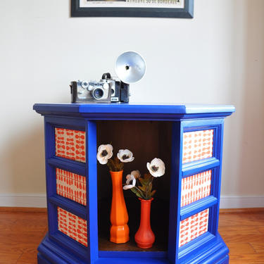 Retro Blue and Orange Accent Table 